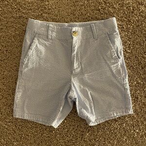 Janie and Jack Boys Cotton Seersucker Blue and White Striped Shorts Sz 7
